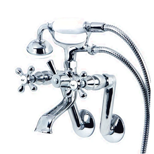 Kingston Brass KS269C Vintage Wall Mount Clawfoot Tub Filler with Hand Shower, Chrome, 9.13 x 7.5 x 6