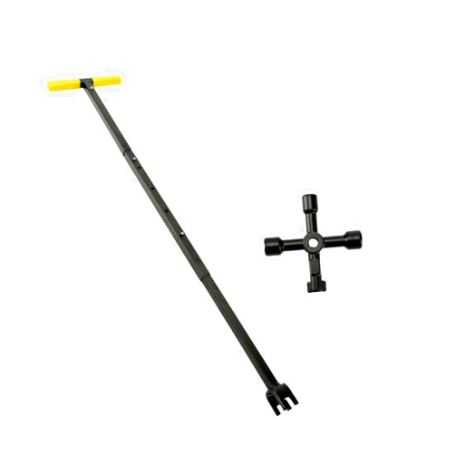 HEEPDD 37.4 Inch Water Meter Key, Multifunctional Water Shut off Tool with Folding Steel T Handle and 4 Way Utility Key for Opening and Closing Water Meters or Valves(Yellow)