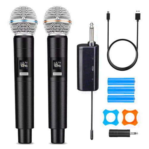 HUACAM Professional Karaoke Microphone Set, Dual Vocal Pickup, Easy Setup, USB Rechargeable, LED Display, Compatible with Karaoke Machines and More