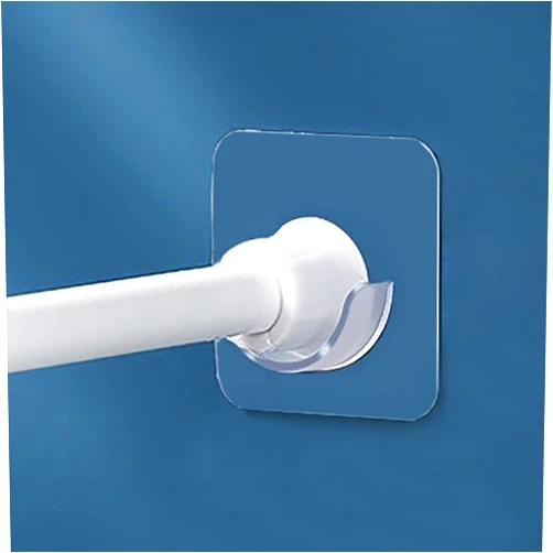 Venupple Spring Tension Rod Holder, 1.18 Inches Small Transparent Shower Rod Bracket No Drilling, Small Adhesive Tension Curtain Rod Retainer Shower Curtain Rod Holder (4)