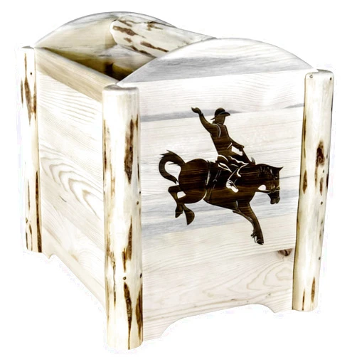 212 Main Montana Collection Magazine Rack with Laser Engraved Bronc Design