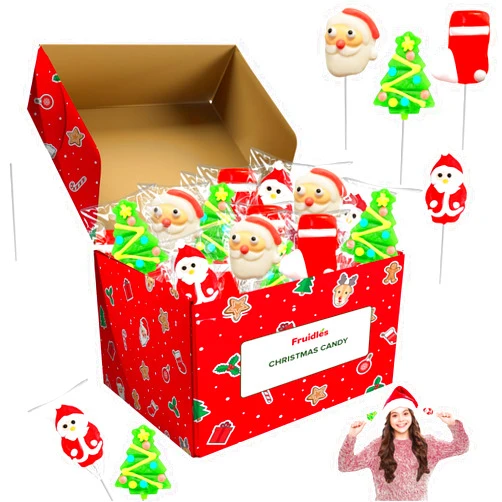 Fruidles Christmas Lollipop, Santa Clause, Christmas Tree, Candy Canes Lollipops, Individually Wrapped (12-Pack)