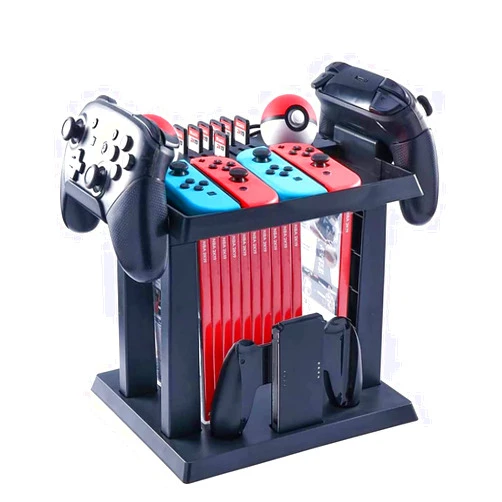 Etigood Storage Rack for Nintendo Switch, Switch Acccessories Organized Stand for Nintendo Switch Console Bundle Joy-Cons Pro Controllers Game Cards and 2 Poke Ball Plus Controllers