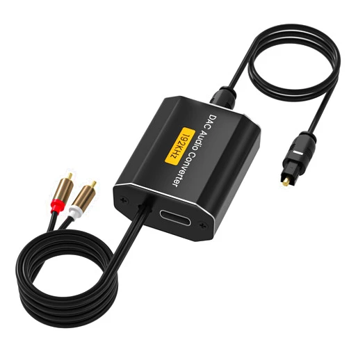 Hdiwousp 192kHz Optical to RCA Adapter DAC Digital to Analog Audio Converter with Optical Cable to RCA L/R Audio Adapter for HDTV, DVD, Blu-Ray Players and Game Consoles(RCA Male)