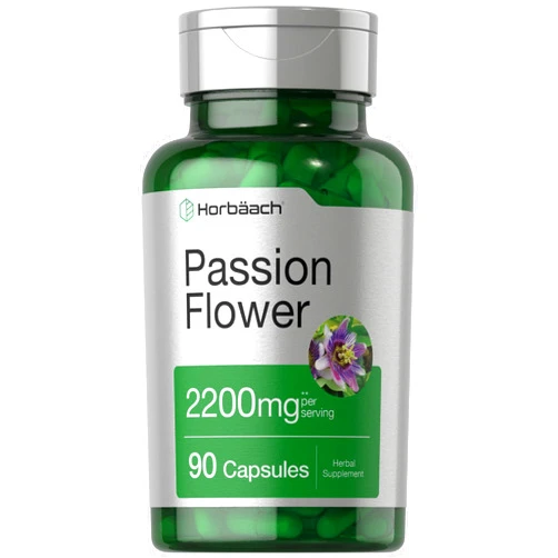 Horbäach Passion Flower Capsules | 2200mg | 90 Count | Non-GMO & Gluten Free Extract Supplement