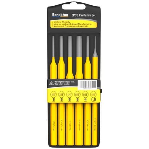 Renekton Pin Punch Set, Gunsmithing Removing Repair Tool for Watch Repair, Automotive, Jewelry and Craft, 6 Pieces
