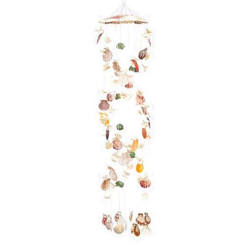 Laddawan Colorful Spiral Shape Seashell Wind Chimes for Indoor or Outdoor (Cotton Rope and Shell)