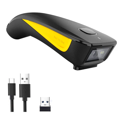 NETUM QR Code Scanner, Mini Barcode Scanner Bluetooth Compatible, Small Portable USB 1D 2D Bar Code Scanner for Inventory, 2.4G Cordless Image Reader for Tablet iPhone iPad Android iOS PC POS - C750
