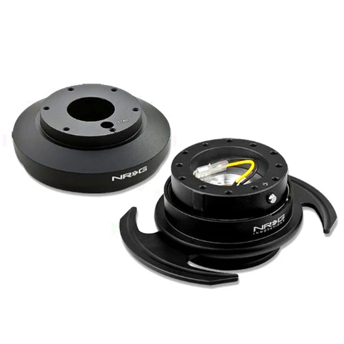 NRG Innovations NRG-SRK-175H+650BK, NRG Innovations Steering Wheel 6-Hole Aluminum Ball Bearing Short Hub Adapter with Gen 3.0 with Handle Black Quick Release SRK-175H