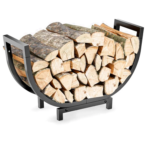 Dicasser Firewood Rack Outdoor and Indoor Firewood Storage, 24 INCH Double Coated Fire Wood Organizer, Waterproof Rustproof Stable Log Holder and Fireplace Decor, Black