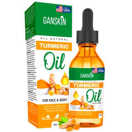 Ganskin Turmeric Oil – Dark Spot Facial Serum for Face & Body – Natural Skin Brightening Serum & Hyperpigmentation Treatment – Turmeric Glow Serum Cleanses, Fights Acne, Evens Tone, Scars – for All Skin Types