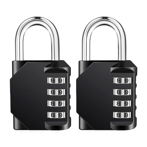 ZHEGE Combination Lock Outdoor 2 Pack, 4 Digit Resettable Weatherproof Combination Padlock for Gym, School, Gates, Doors, Hasps Storage (Black, 2Pack)