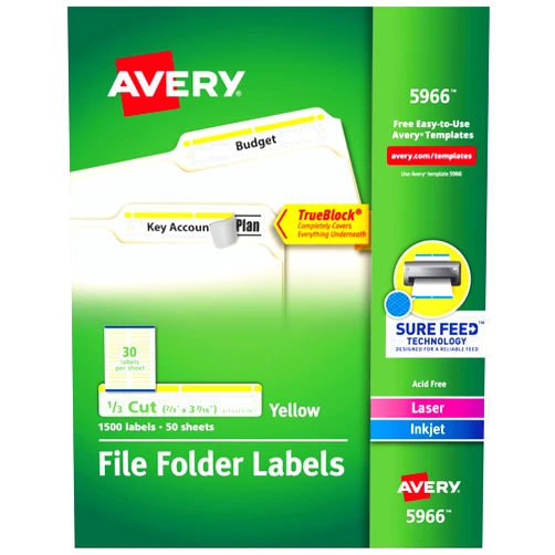 Avery TrueBlock File Folder Labels, 2/3