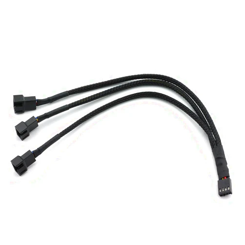 DZS Elec 4Pin 1 to 3 Ways PWM Fan Splitter Cable Black Sleeved Fan Power Extension Cable 4Pin Female to 3X 4Pin Male 27cm/10.5 inches