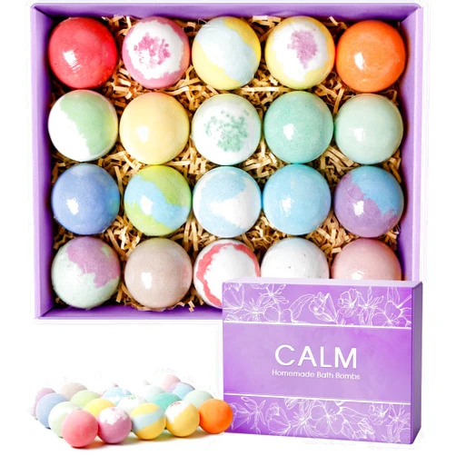 CalmNFiz 20PCS Bath Bombs for Women Presents Set Natural Wonderful Fizz Effect Bath Bomb with Shea Butter & Essential Oils, Bubble Bath Amazing Presents for Her/Him, Wife, Girlfriend, Mother
