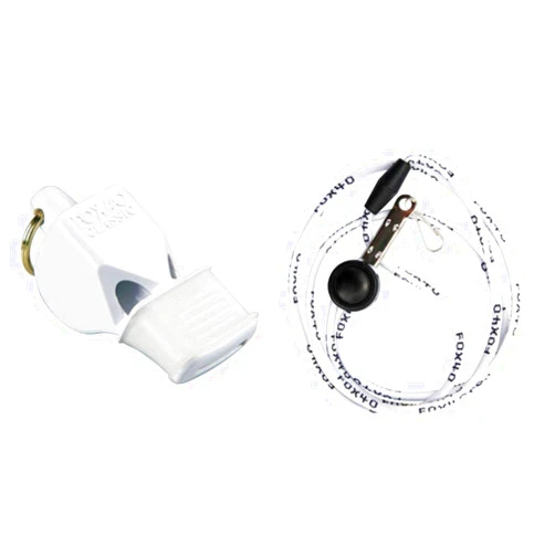 Fox 40 Classic CMG Cushion Mouth Grip Sports Whistle with Lanyard, White (Pack of 2)