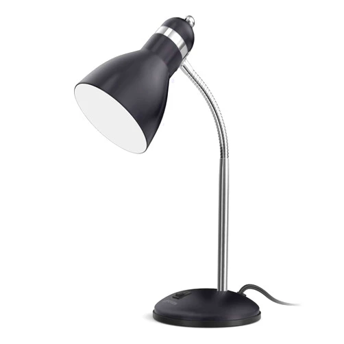 LEPOWER Metal Desk Lamp, Adjustable Goose Neck Table Lamp, Eye-Caring Study Desk Lamps for Bedroom, Study Room and Office (Black)