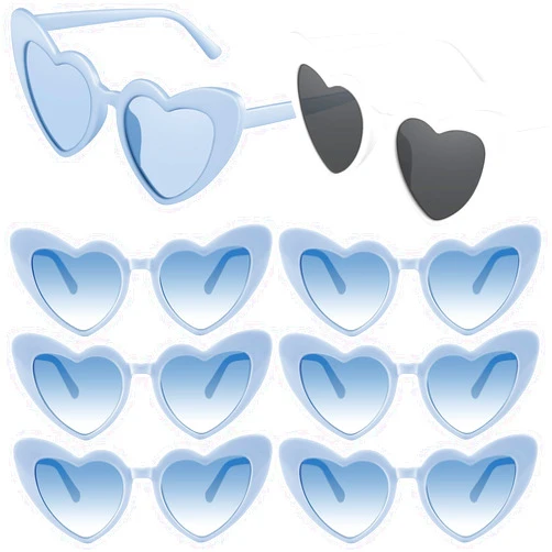 Bouiexye 8 Pack Bachelorette Sunglasses Heart Shaped Sunglasses Vintage Heart Glasses for Women Wedding Party Decor