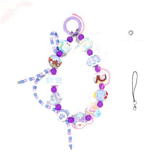 XODITO Phone Charm with Handpainted/Crystal Beads, Hands-free Wrist Strap for Most Phone Case, Anti-lost Keychain, Cute Bag Charms
