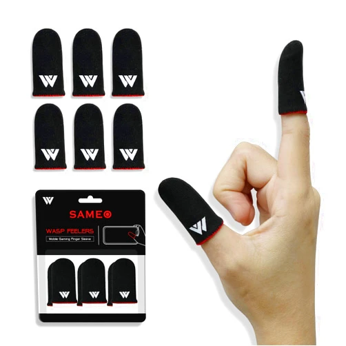 SAMEO Gaming Finger Sleeves for Mobile Game Controllers (Pack of 3 Pair) Anti-Sweat Breathable Seamless Thumb Finger Sleeve for League of Legend, PUBG, Rules of Survival, Knives Out (Black)