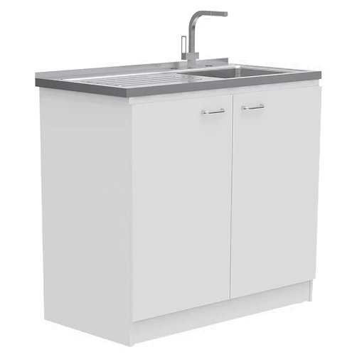 Tuhome Napoles Utility Sink with Cabinet, Double Door, One Shelf -White