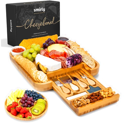 SMIRLY Charcuterie Boards Gift Set: Charcuterie Board Set, Bamboo Cheese Board Set - House Warming Gifts New Home, Wedding Gifts for Couple, Bridal Shower Gift