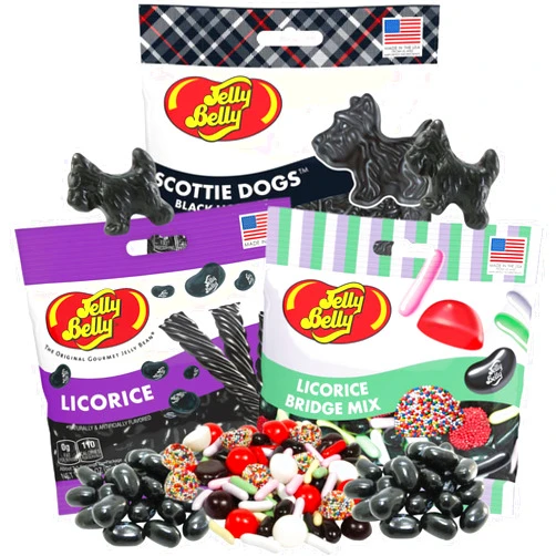 Needzo Ultimate Black Licorice Lovers Assortment with Bridge Mix, Scottie Dogs, and Beans Candy, Assorted Gourmet Shareable Candy, Pack of 3, 3.5 Ounces Each