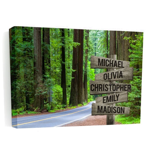 My Soul And Spirit MySoulAndSpirit Store - Forest Road Multi Names Premium Canvas Crossroads Personalized Canvas Wall Art - Family Street Sign Family Name Art Canvas For Home Decor Custom Canvas Wall Art (36