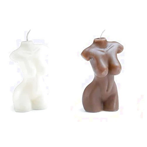 Generic 2PCS Body Shaped Candles - Body Soy Candle Female Body Shaped Candle Woman Torso Candle Home Decoration for Bedroom Bathroom Aesthetic Decoration (White - Brown)