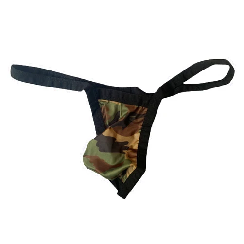 Faringoto Men's Underpant Milk Silk Leopard Thong Low Waist Butt T Pants Panties Lingerie G String