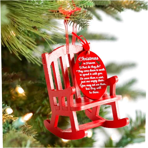 URMAGIC Christmas in Heaven Memorial Ornament,URMAGIC 1 Pcs Red Mini Wooden Rocking Chair with Hangtag and Storage Bag,Christmas Tree Ornaments,Xmas Pendants,Mini Heaven Memorial Chair,Christmas Decoration