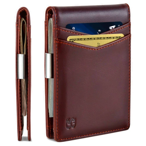 SERMAN BRANDS Money Clip Wallet - Mens Wallets slim Front Pocket RFID Blocking Card Holder Minimalist Mini Bifold