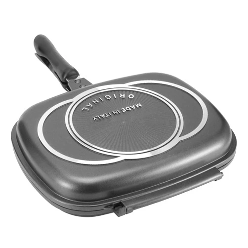 Tbest Large Double Sided Frying Pan,portable frying pan for trucks,double sided frying pan,Grill Pans Grill Pan Frying Double Side Portable AntiBurn Handle Kitchen Supplies Grill Pot 32cm/12.6in