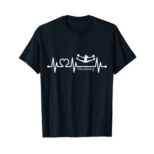 Funny Cheerleading Gifts Cheerleader Cheer Tee ECG Pulse Heartbeat With Heart | Cheerleader T-Shirt