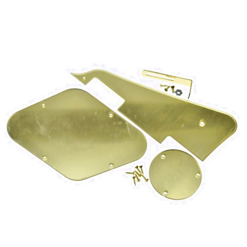 KAISH Gold Mirror 1 Ply LP Guitar Pickguard Back Plate/Rear Cavity Cover Switch Plate with Steel Nickel Bracket and Steel Pickguard Mounting Screws for USA Les Paul