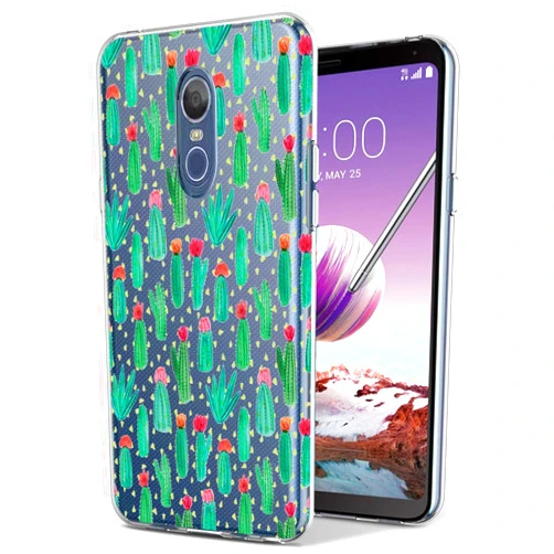 Topeiye Flowers Clear Slim Designed for LG Stylo 4 Case,for LG Stylo 4 Plus Case, Shock-Absorption Floral Flexible Soft TPU Rubber Protective Cover for LG Stylo 4 / Stylo 4 Plus (Cactus)