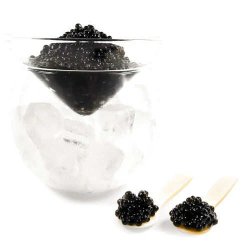 ThougrLyh Caviar Server Set Glass Caviar Dish with 2 Pcs Shell Caviar Spoons Chiller Server with Ice Holder for Shrimp Ice Cream Martinis and Cocktails Dishwasher Safe Caviar Serving Dish