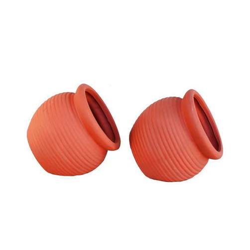 Goodman and Wife Set of 2 Natural Terracotta Fallen Pots or Hanging Pots (Small Set)