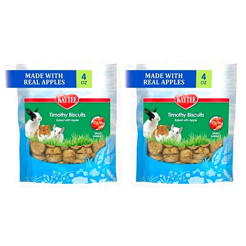 Kaytee Timothy Biscuits Baked Treat for Pet Guinea Pigs, Rabbits & Other Small Animals, Apple, 4 oz (Pack of 2)