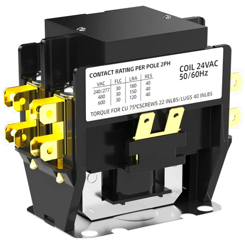 FlyGeneral HVAC Motor Contactor, 2 Pole 30 Amp 24V Air Conditioning Contactor, Compatible with Air Conditioning Condenser Compressor Contactor