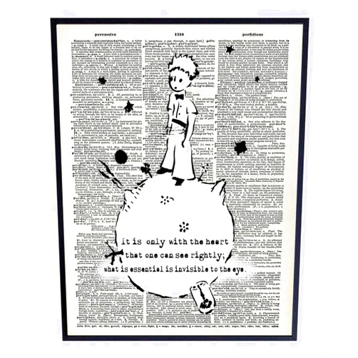 YELLOWBIRD ART & DESIGN The Little Prince Graffiti Dictionary Art, Urban Street Art Home Decor - Unique Room Decorations for Nursery, Boys, Girls, Kids, Baby Room - Upcycled Wall Decor, Poster, Print - Gift for Baby Shower