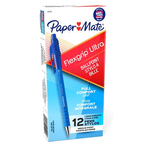 Paper Mate FlexGrip Ultra Recycled Retractable Ballpoint Pen, 1 mm Medium, Blue, 12/pk (9510131)