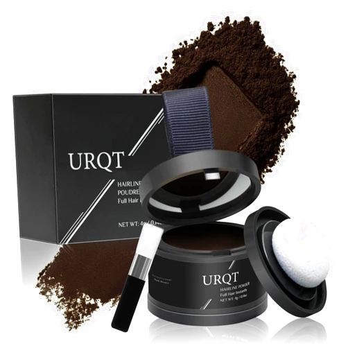 URQT Magic Hairline Powder, Instantly Conceals Hair Loss, Natural Hairline Coverage, Hair Fibers for Thinning Hair, Root Touch Up Hair Powder for Women & Men, Root Cover Up Hair Powder (Dark Brown)