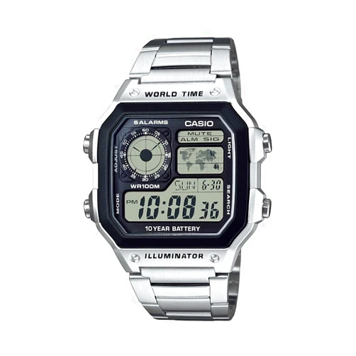 Casio Men's Classic Stainless Steel Japanese-Quartz Stainless-Steel Strap, Silver, 21 Casual Watch (Model: AE1200WHD-1A)