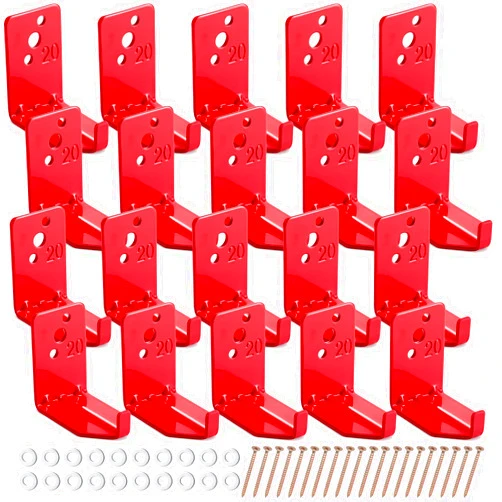 Queekay 20 Pack Fire Extinguisher Mount Universal Fire Extinguisher Bracket 5 to 40 lb Fire Extinguisher Wall Mount Bracket Fire Extinguisher Holder Fire Extinguisher Wall Hook Hanger (Novelty Style)