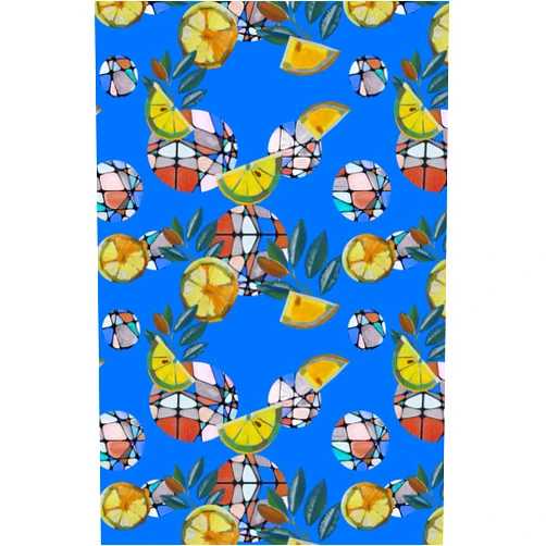 Chisha Paszczyk Hard Cover Unlined 144 page zen Notebook/Journal with Designer Blue Lemon Pattern 5.5 x 8.5in 13.97 x 21.59cm