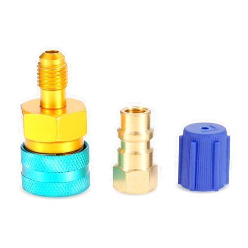 Mtsooning R1234YF to R134A Adapter, Low Side Quick Coupler Conversion Kit， R12 to R134A AC Charging Hose Adapter Fitting Connector Refrigerant Can Adapter Valve for R1234YF/R12 to R134A Car Air-Conditioning
