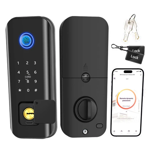 Gapiks Smart Lock, Keyless Entry Door Lock, Smart Door Lock, Fingerprint Door Locks for Front Door, Touchscreen Keypad, App Remote Control, Rechargeable
