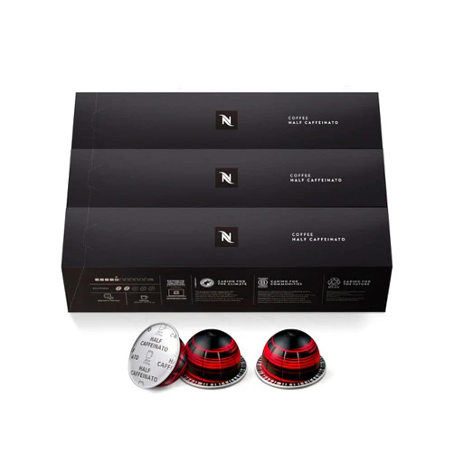 Nespresso Capsules Vertuo, Half Caffeinato, Mild Roast Coffee, 30-Count Coffee Pods, Brews 7.8oz.