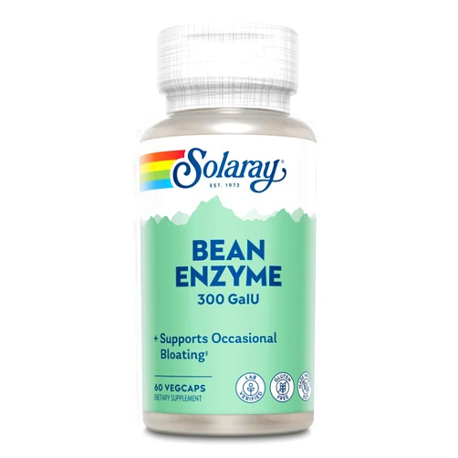 SOLARAY Bean Enzyme 300 GalU - Alpha Galactosidase Digestive Enzymes for Women and Men - Digestive Health Supplement - Supports Occasional Bloating and Gas Relief for Adults - 60 Servings, 60 VegCaps